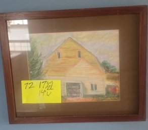 Framed Rustic Barn Landscape Print  Country Farmhouse Wall Art  17'H X 14'W