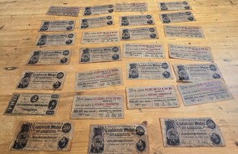 Lot Of Confederate Currency Reproductions & Schlage-Harrington Locks Advertising Paper Ephemera