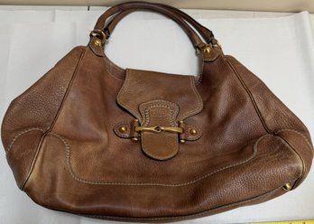 Authentic Gucci New Pelham Large Brown Leather Shoulder Tote Bag- Gold-Tone Horsebit Hardware