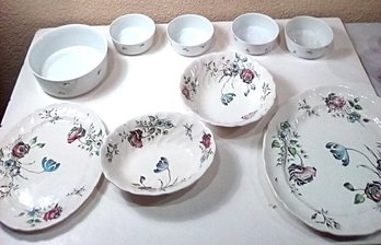 Lot Of 9 Floral Ceramic Serving Pieces  Bowls & Plates Set