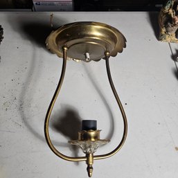 Vintage Brass Single Light Wall Sconce With Glass Bobeche, 12'H X 6'W