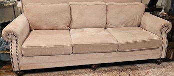 Ashley Furniture 3-Cushion Nailhead Trim Sofa, Rolled Arms, 93'W X 41'D