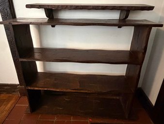 Rustic Dark Wood Open Bookcase Display Shelf With Raised Top Shelf 40.75'H X 42'W