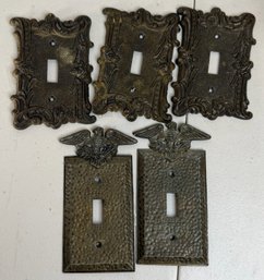Ornate Metal Light Switch Plate Covers - Eagle & Floral Scroll Designs