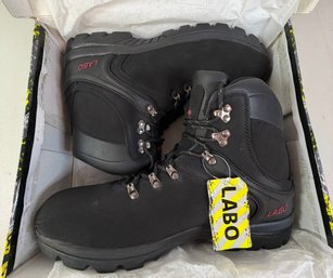 LABO Men's 6' Water Resistant Black Work Hiking Boots Black/Red FQ14526- Size 12 NEW IN BOX