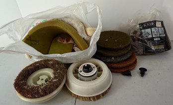 Floor Care & Polishing Supplies Lot - Rotary Scrub Brushes, Floor Pads, Knee Pads & Accessories