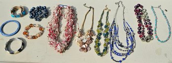 Fashion Costume Jewelry Lot - Statement Necklaces, Beaded Bracelets, Bangles & Mixed Accessories