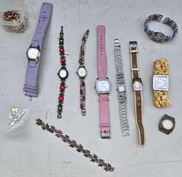 Fashion Watch & Jewelry Lot- Kessaris, Speatak, Crystal, Jenni B, Cache & Silver-Tone Floral Bracelet