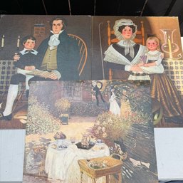 Vintage Art Wall Decor Reproductions- Charles Wysocki Father & Son, Mother & Daughter & Claude Monet The Lunch