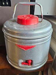 Vintage Featherflite By Poloron Insulated Beverage Cooler- Aluminum Ribbed Drink Dispenser 10'