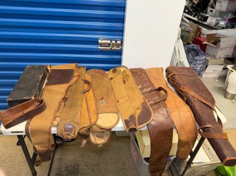 Vintage Hunting & Shotgun Case Lot - Leather & Canvas Long Gun Cases, Hard Case & Carrying Sleeves