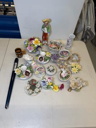 Vintage Porcelain Floral Figurine & Flower Lot - Radnor England, Sigma July Waterlily & More