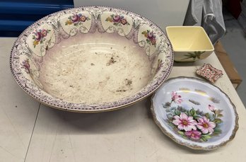 Lot Of 4 - Decorative Floral Bowls & Dishes, Japanese Porcelain, Roscher Bamboo Bay & Hand Painted