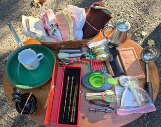 OrGREENiC Frying Pan, Gevalia Kaffe Mug, Chef'n Can Opener, Boxed Chopsticks - Kitchenware Lot
