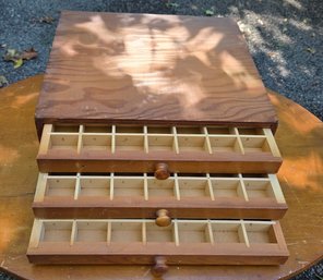 Vintage Wooden 3-Drawer Compartment Organizer Cabinet, Lettered Storage Trays 14.5' X 16.5'