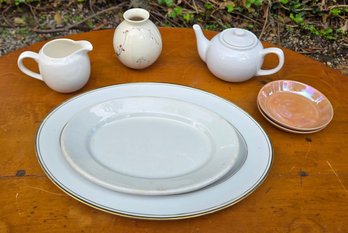 Lot Of 7 - Crown Empire Regent Platter, 10 Strawberry Street Creamer, Teapot, Vase & Luster Dishes