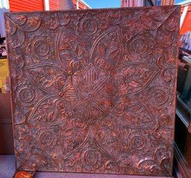 Pier 1 Imports 28' X 28' Embossed Metal Wall Art - Ornate Floral Medallion Copper Finish Decor