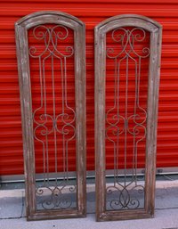 Pair Of 59' Rustic Farmhouse Arched Wall Panels - Ornate Scrollwork French Country Architectural Decor