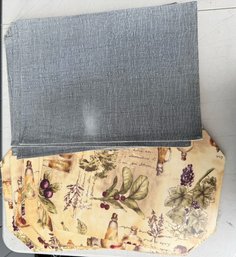 Assorted Decorative Placemats- Gray Textured Weave & Tuscan Wine, Grape And Olive Print Table Linens