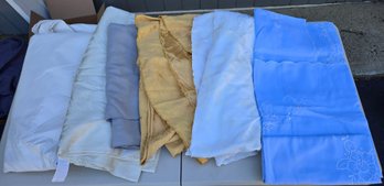 Assorted Tablecloths & Home Linens Lot- Town & Country Living, Floral Jacquard, Embroidered & White Linens