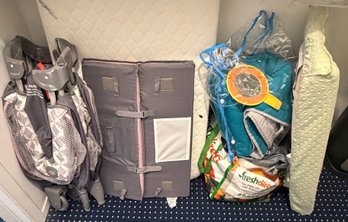Baby & Toddler Gear Lot - Folding Playard, Portable Playpen, Changing Pad, Baby Mattress & Bedding