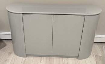 Contemporary Gray Lacquered Sideboard Credenza With Curved Ends And 4 Pull-Out Drawers - 65'W