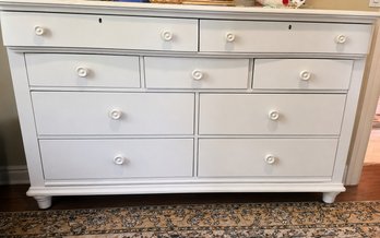 Stanley Furniture White 9 Drawer Dresser Bedroom Storage Chest 64'W X 21'D X 37'H