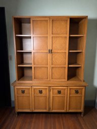 Asian Style Display Cabinet Bookcase With Lower Storage Cabinet & Adjustable Shelving