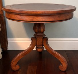 Stanley Furniture Round Accent Table With Decorative Inset Top & Pedestal Base