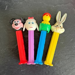 Lot Of 4 Vintage PEZ Dispensers Mickey Mouse Bugs Bunny Lamb & Chick Easter Collectibles