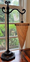 Decorative Scroll Arm Table Lamp With Fabric Cone Shade & Tassel 29'H Working