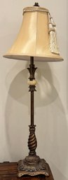 33' Ornate Twisted Column Table Lamp W/ Faux Marble Accent & Tassel Shade WORKS