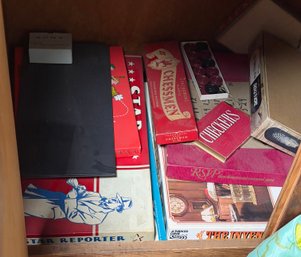 Vintage Board Games, Chessmen, Checkers & Game Collection Lot