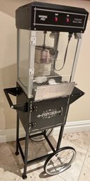 Waring Pro WPM70BKJ 4 Oz Professional Popcorn Maker Machine With Rolling Cart & Storage Cabinet