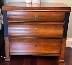 Century Furniture Three Drawer Nightstand Chest With Curved Drawer Fronts & Brass Hardware