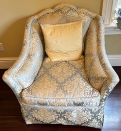 Heirloom Furniture Hickory NC Wingback Armchair Damask Accent Chair With Pillow