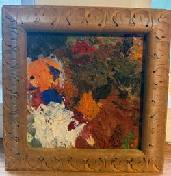 Vintage Framed Signed Oil Painting On Board Landscape Scene Carved Wood Frame 11.5' X 11.5'
