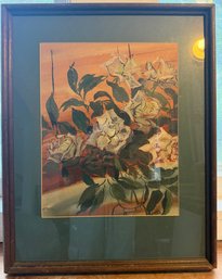 Framed Floral Still Life Print  Matted Wall Art, 18.5' X 24'