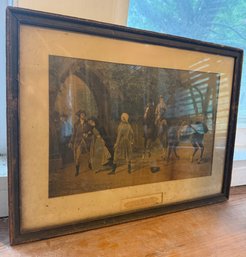 Antique 'Too Late' Framed Print-  Victorian Genre Scene Wall Art 20.5' X 15'