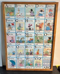 Vintage Framed Children's Alphabet ABC Educational Wall Chart Print 21'W X 28.5'H