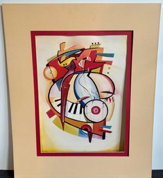 Signed Abstract Avant Art Color Lithograph Print Framed Modern Geometric Contemporary Wall Art