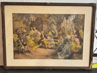Vintage V. De Paredes Framed Classical Salon Scene Print 38' X 28'
