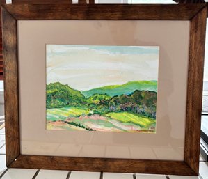 Signed 2003 Landscape Watercolor Painting By A. Intrator Framed Original Art 19' X 16'