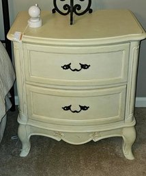 Set Of 2 French Provincial Style 2-Drawer Nightstands - Cream Finish, Curved Fronts