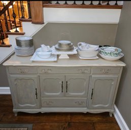French Provincial Buffet Sideboard Credenza - 5 Drawers, 4 Cabinet Doors & Ornate Hardware