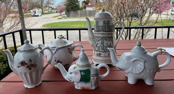 Lot Of 5 Assorted Teapots- Spode, Pier 1, Cordon Bleu & Decorative Styles
