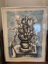 Framed Signed Floral Lithograph Print, Limited Edition 48/75