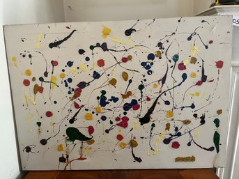 Original Abstract Drip Painting On Canvas Signed Andreski