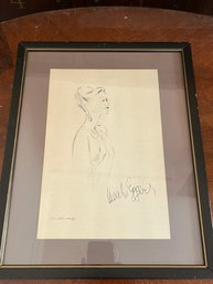 Hans Bernfold 1977 Portrait Sketch Print, Signed Marie Egger Illustration