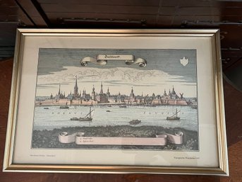 Framed Matthus Merian Dsseldorf City View Print, Topographia Westphaliae 1647